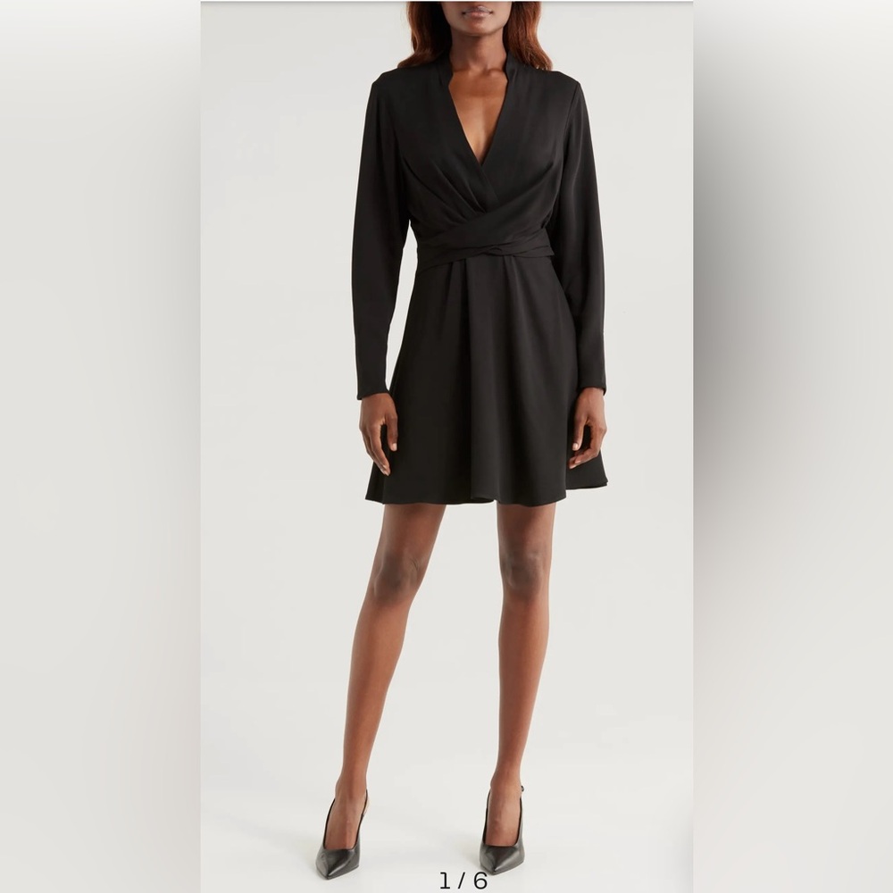 Dimkai Boss Long Sleeve Faux Wrap Dress